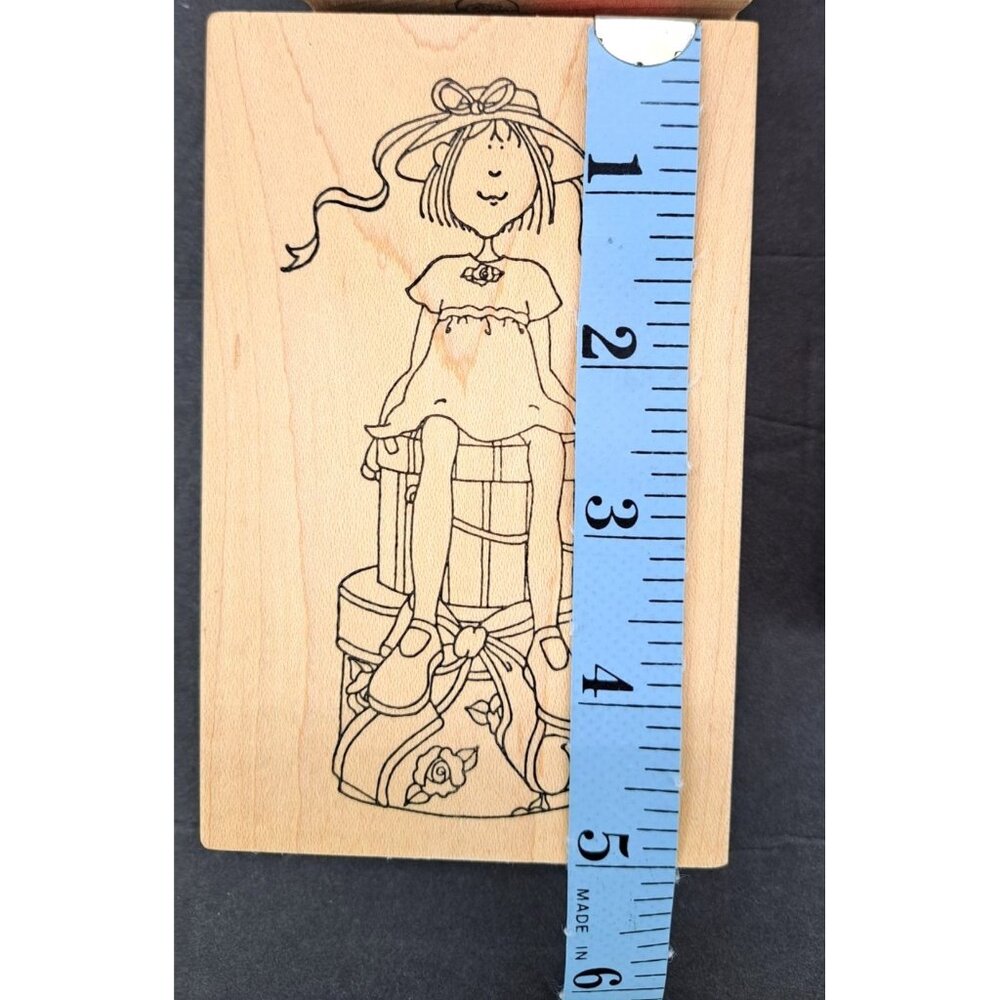 Vintage Inky Antics Rubber Stamps Hattie Lace Lot Of 4 Large Best Bud Hatbox New - Picture 5 of 7